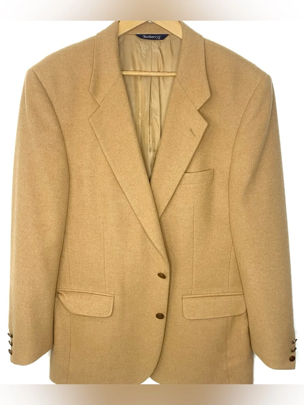 Vintage Burberrys Men’s Pure Camel Hair Tan Sports Jacket Blazer USA Size 42L